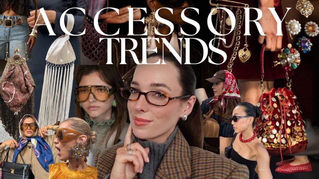 Top accessories trends for 2026 featuring stylish jewelry, handbags, sunglasses, belts, and hair accessories.